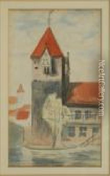 Church Oil Painting - Henri Gaudier-Brzeska