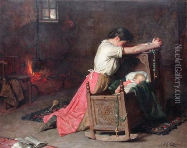 Prayer Oil Painting - Frederick George Cotman