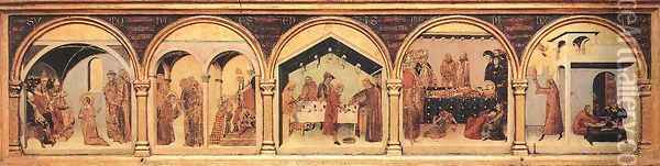 Altar of St Louis of Toulouse predella Oil Painting - Simone Martini
