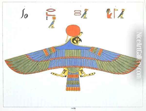 The god Horus represented in the form of a sparrowhawk Oil Painting - Jean Francois Champollion