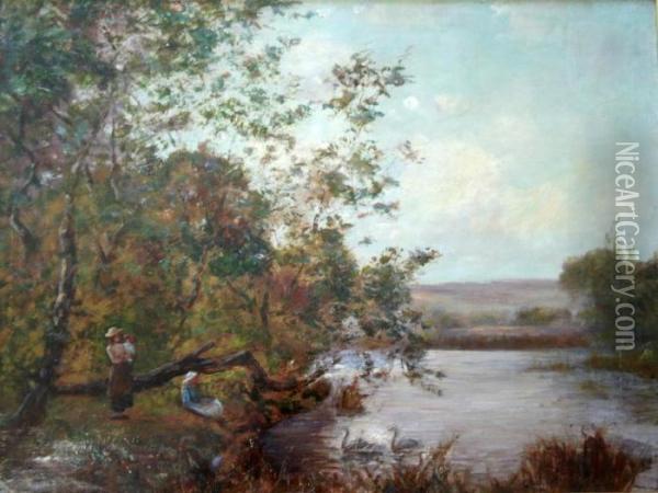Feeding The Swans Oil Painting - Henry John Yeend King