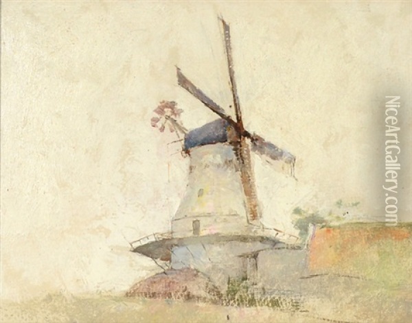 Windmill Oil Painting - Emil Carlsen