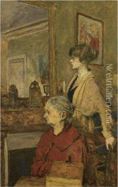 Madame Vuillard Et Annette, Rue De Calais Oil Painting - Jean-Edouard Vuillard