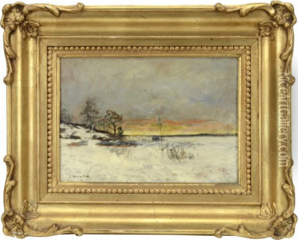 Vinterlandskap Oil Painting - Olof Hermelin