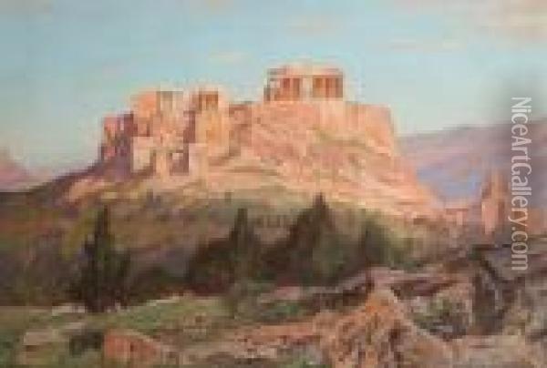 A View Of The Acropolis Oil Painting - Georg Macco