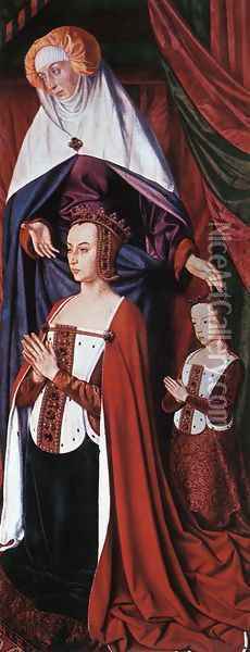 Anne de France, Wife of Pierre de Bourbon 1498-99 Oil Painting - Master of Moulins (Jean Hey)