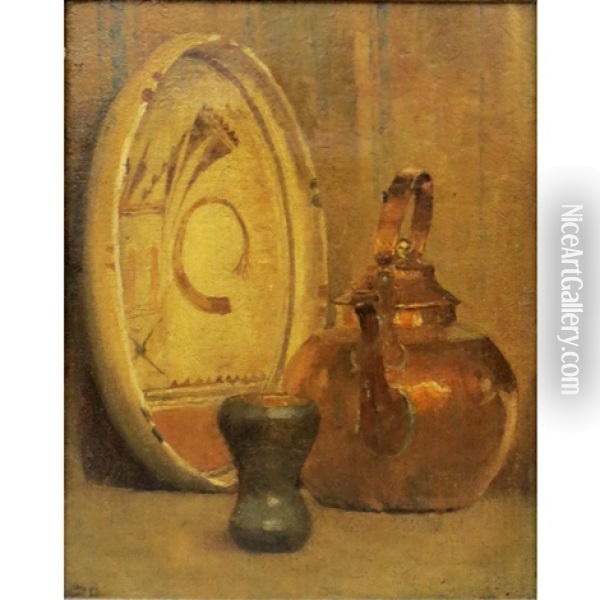 Indian Pottery And Copper Kettle Oil Painting - Anna Richards Brewster