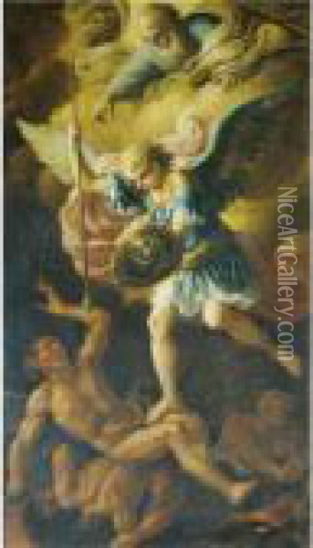 Saint Michael Defeating Satan Oil Painting - Paolo di Matteis