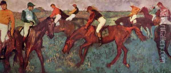 Jockeys training Oil Painting - Edgar Degas