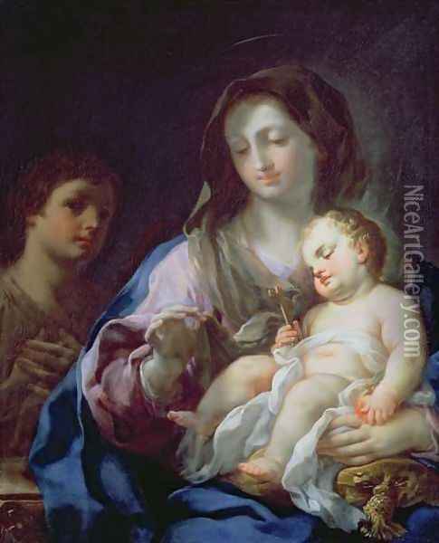 Madonna and Child with St. John the Baptist Oil Painting - Francesco Trevisani