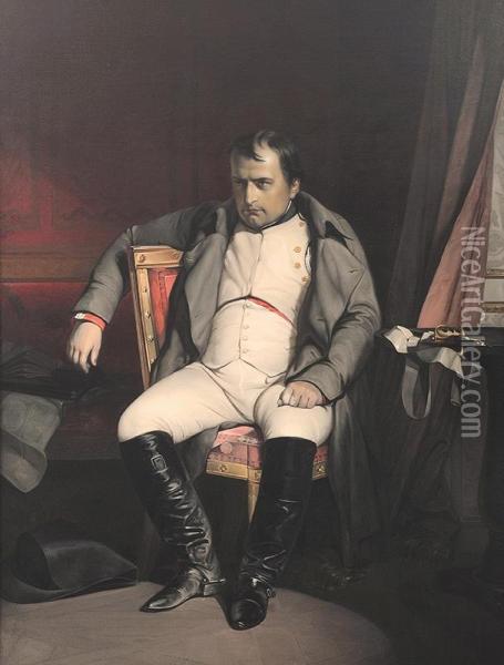 Napoleon At Fontainebleu Oil Painting - Hippolyte (Paul) Delaroche