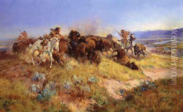 Buffalo Hunt No.40 Oil Painting - Charles Marion Russell