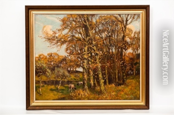 Grazing By The Woods Oil Painting - Harry Spence