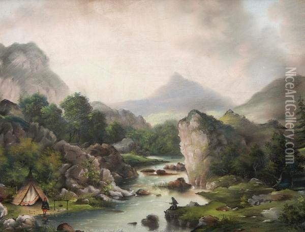 Trout River, Trout Lake Oil Painting - Alfred Worsley Holdstock