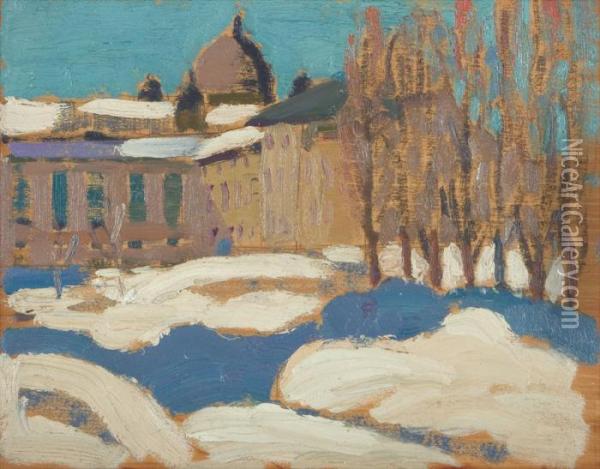 Convent From Atwater Avenue Oil Painting - Sarah Margaret A. Robertson