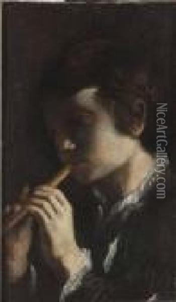Flojtspelare Oil Painting - Michelangelo Merisi Da Caravaggio