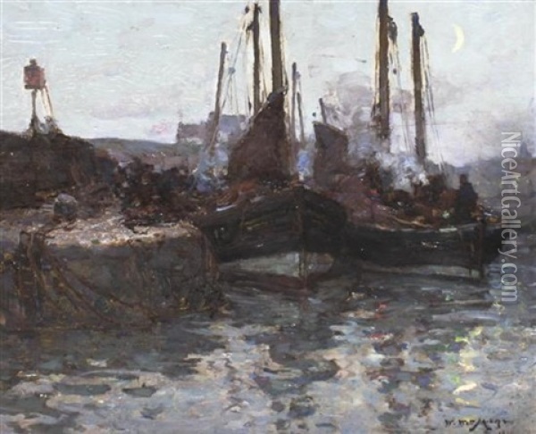 Harbor Scene Oil Painting - William Watt Milne
