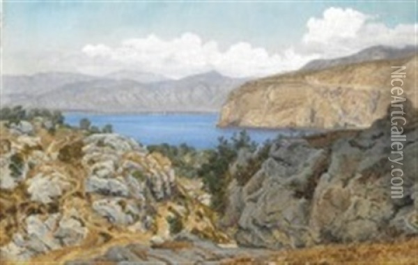 Rocks On Capri Oil Painting - Janus la Cour