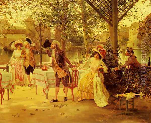 A Cafe By The River Oil Painting - Alonso Perez