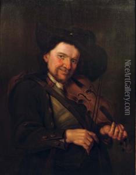 A Boorish Man Playing The Violin Oil Painting - Petrus Staverenus