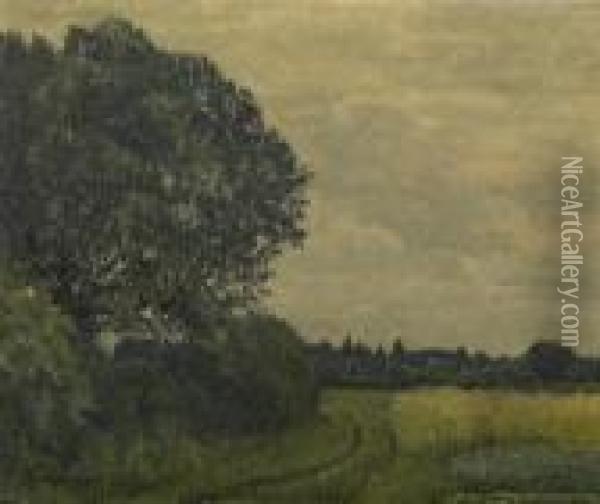 Summerly Forest And Field Landscape In The Lower Rhine. Signed Lower Left: M. Clarenbach Oil Painting - Maximilian Clarenbach