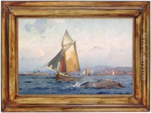 Fiskebat I Inloppet Till Goteborg Oil Painting - Af Herman Sillen