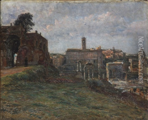 Klostret S. Bonaventura Paa Palatin. Roma Oil Painting - Viggo Johansen