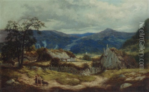 Near Braemar, Aberdeenshire Oil Painting - Thomas J. Banks