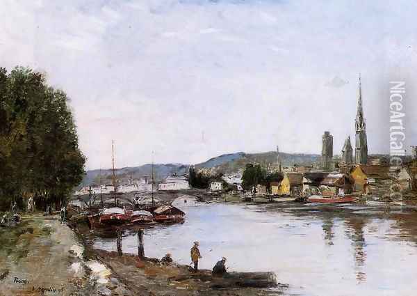 Rouen View over the River Seine 1895 Oil Painting - Eugene Boudin