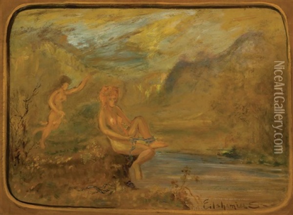 Female Nudes By A River Oil Painting - Louis Michel Eilshemius