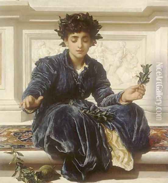 Weaving the Wreath Oil Painting - Lord Frederick Leighton