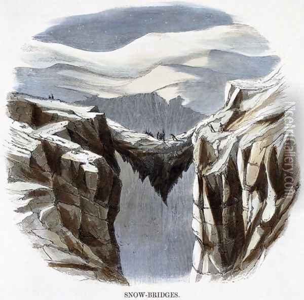 Snow-Bridges, from Phenomena of Nature, 1849 Oil Painting - Josiah Wood Whymper