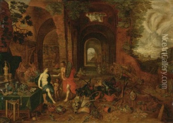 The Forge Of Vulcan Oil Painting - Hendrik van Balen the Elder