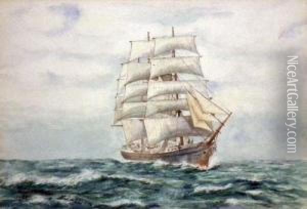 Seascapes With Schooners In Full Sail Oil Painting - Nino William Physick