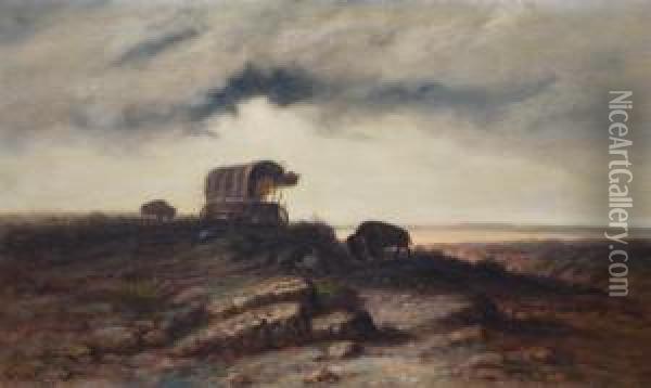 Covered Wagon Oil Painting - Astley David Middleton Cooper