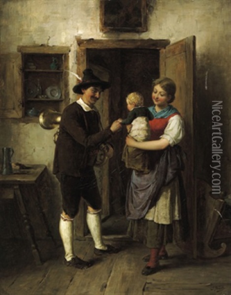 Gluckliche Familie Oil Painting - Josef Bueche