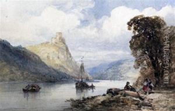 River Landscape Oil Painting - William Callow