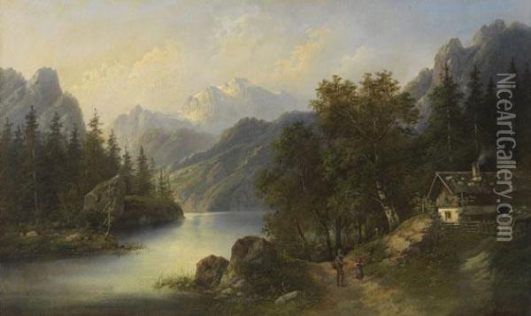 Vierwaldstattersee Mit Blick Auf Den Urirotstock Oil Painting - Arthur Jean Bapt. Calame