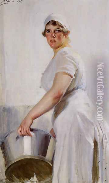 A Kitchen Maid Oil Painting - Anders Zorn