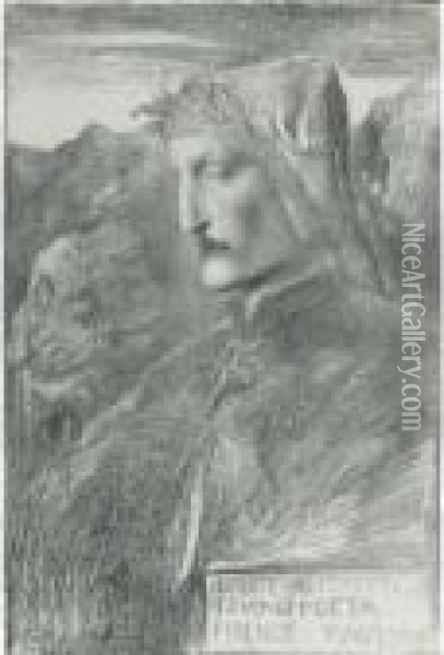 Portrait Of Dante Alighieri Oil Painting - Simeon Solomon