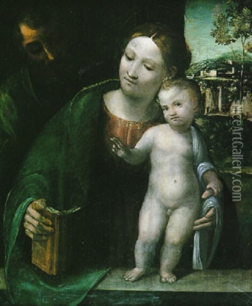 La Sainte Famille Oil Painting - Calisto Piazza