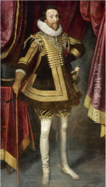 Portrait Of James Hay, 1st Earl Of Carlisle (1580-1636) Oil Painting - Michiel Jansz. Van Miereveldt
