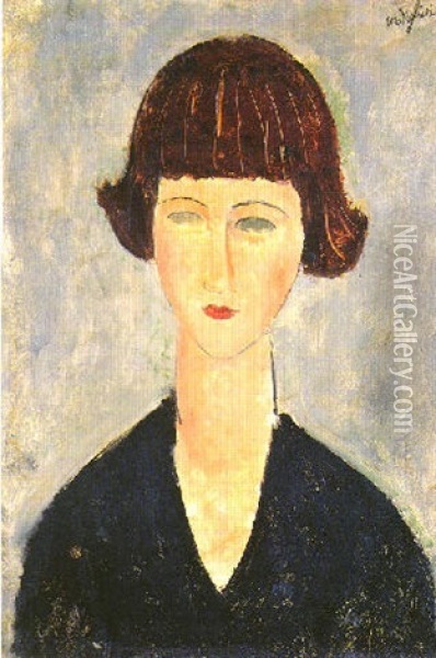 Jeune Femme Brune Oil Painting - Amedeo Modigliani