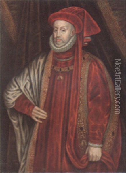 Portrait Of Philip, Duke Of Brabant And King Of Castile, Seated Three-quarter Length Oil Painting - Antonis Mor Van Dashorst