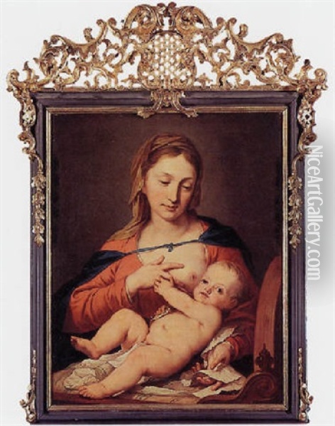 Madonna And Child Oil Painting - Gregorio Lazzarini