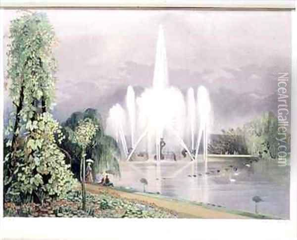 The River Horse Fountain, Enville Oil Painting - E. Adveno Brooke