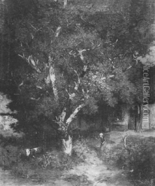 Ferme Dans Les Bois Oil Painting - Louis Adolphe Hervier