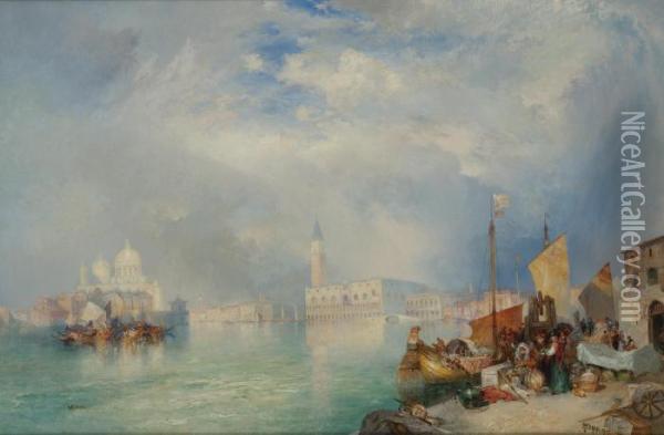 Entrance To The Grand Canal, Venice Oil Painting - Thomas Moran