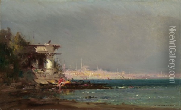 Blick Auf Konstantinopel Mit Der Hagia Sophia Oil Painting - Henri Duvieux
