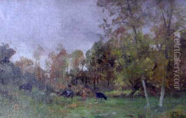 Vaches Dans Le Pre Oil Painting - Eugene Labitte